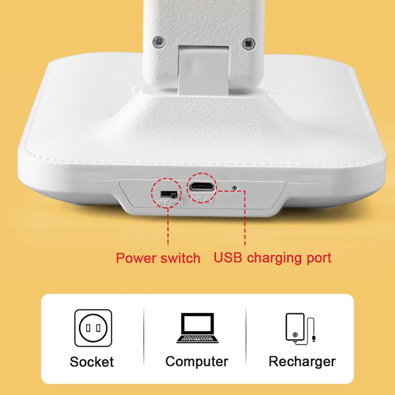 Casa si Gradina - Corpuri si surse de iluminat - Veioze si lampi - Lampi de veghe - Lampa birou Led Wireless, cu Acumulator 18650 mAh, pliabil, rotativ 180°, 3 intensitati luminoase reglabile, Alb - Infinity.ro