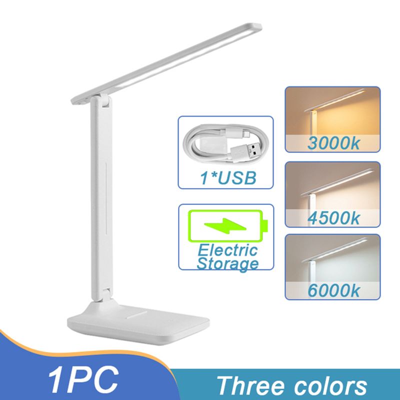Casa si Gradina - Corpuri si surse de iluminat - Veioze si lampi - Lampi de veghe - Lampa birou Led Wireless, cu Acumulator 18650 mAh, pliabil, rotativ 180°, 3 intensitati luminoase reglabile, Alb - Infinity.ro