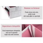 Jucarii, Copii si Bebe - Maternitate - Genti bebelusi - Geanta organizator scutece si accesorii copii/bebelusi,Quasar & Co.®, 3 compartimente/8 buzunare,fetru,gri luminos-roz - Infinity.ro