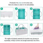Jucarii, Copii si Bebe - Maternitate - Genti bebelusi - Geanta organizator scutece si accesorii copii/bebelusi,Quasar & Co.®, 3 compartimente/8 buzunare,fetru,gri-turcoaz - Infinity.ro