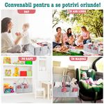 Jucarii, Copii si Bebe - Maternitate - Genti bebelusi - Geanta organizator scutece si accesorii copii/bebelusi,Quasar & Co.®, 3 compartimente/8 buzunare,fetru,gri luminos-roz - Infinity.ro