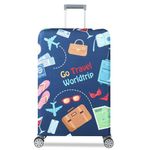 Sport si Outdoor - Articole de voiaj - Accesorii articole de voiaj - Husa protectie troler, Quasar & Co.®, model Go Travel, elastica, cu inchidere velcro, poliester, marimea M, bleumarin - Infinity.ro