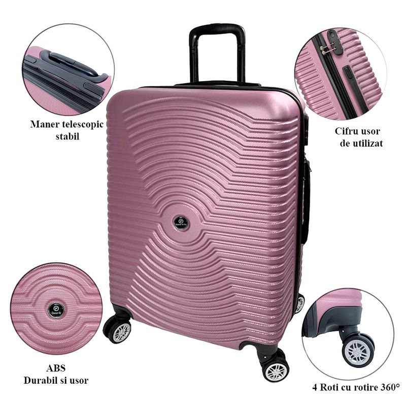 Troler Mare, Quasar & Co.®, Model Air Circle, ABS, cifru,4 roti 360 ...
