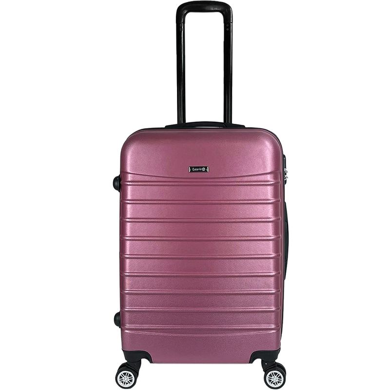 Sport si Outdoor - Articole de voiaj - Trolere - Troler Mare, Quasar & Co.®, Model Compatible Air, 4 roti 360 grade, cifru, maner telescopic, ABS,77x52x31 cm, roz pudrat - Infinity.ro