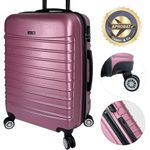 Sport si Outdoor - Articole de voiaj - Trolere - Troler Mare, Quasar & Co.®, Model Compatible Air, 4 roti 360 grade, cifru, maner telescopic, ABS,77x52x31 cm, roz pudrat - Infinity.ro