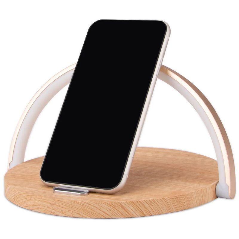 Casa si Gradina - Corpuri si surse de iluminat - Veioze si lampi - Veioze - Lampa cu incarcare wireless si suport telefon,Quasar & Co.®,3 functii, QI 10W, veioza cu 3 intensitati lumina,ABS, natur - Infinity.ro