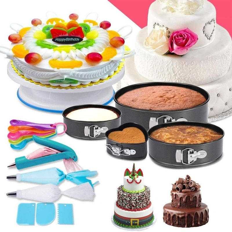 Casa si Gradina - Bucatarie si vesela - Ustensile bucatarie - Ustensile ornare prajituri - Set cofetarie/patiserie Quasar & Co.®, 162 piese cu tavi si sabloane pentru ornarea/decorarea prajiturilor - Infinity.ro