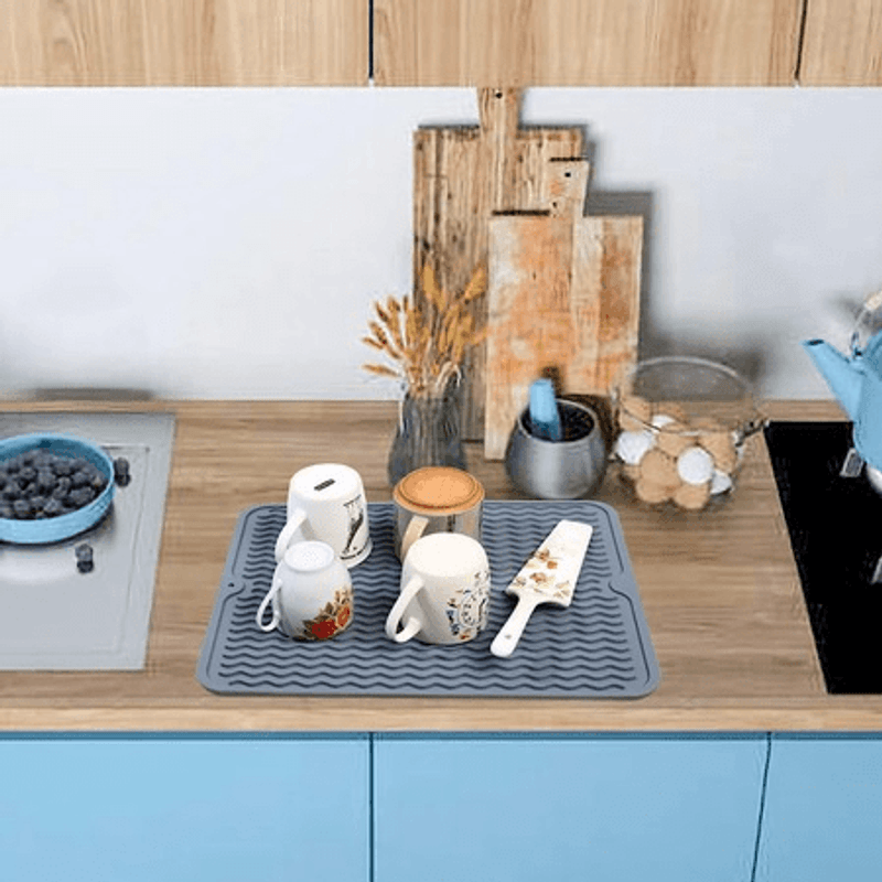 Casa si Gradina - Bucatarie si vesela - Organizare si depozitare bucatarie - Scurgator vase - Scurgator pentru vase mare din silicon rezistent la caldura, gri deschis ABYZ - Infinity.ro