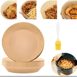 Casa si Gradina - Bucatarie si vesela - Vase pentru gatit - Tavi copt - Set hartie de copt pentru friteuza cu aer cald, 50 bucati, Unica folosinta, 20 cm, Maro - Infinity.ro