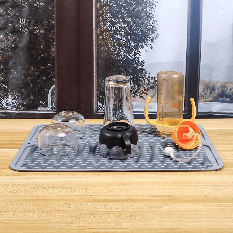 Casa si Gradina - Bucatarie si vesela - Organizare si depozitare bucatarie - Scurgator vase - Scurgator pentru vase mare din silicon rezistent la caldura, gri deschis ABYZ - Infinity.ro