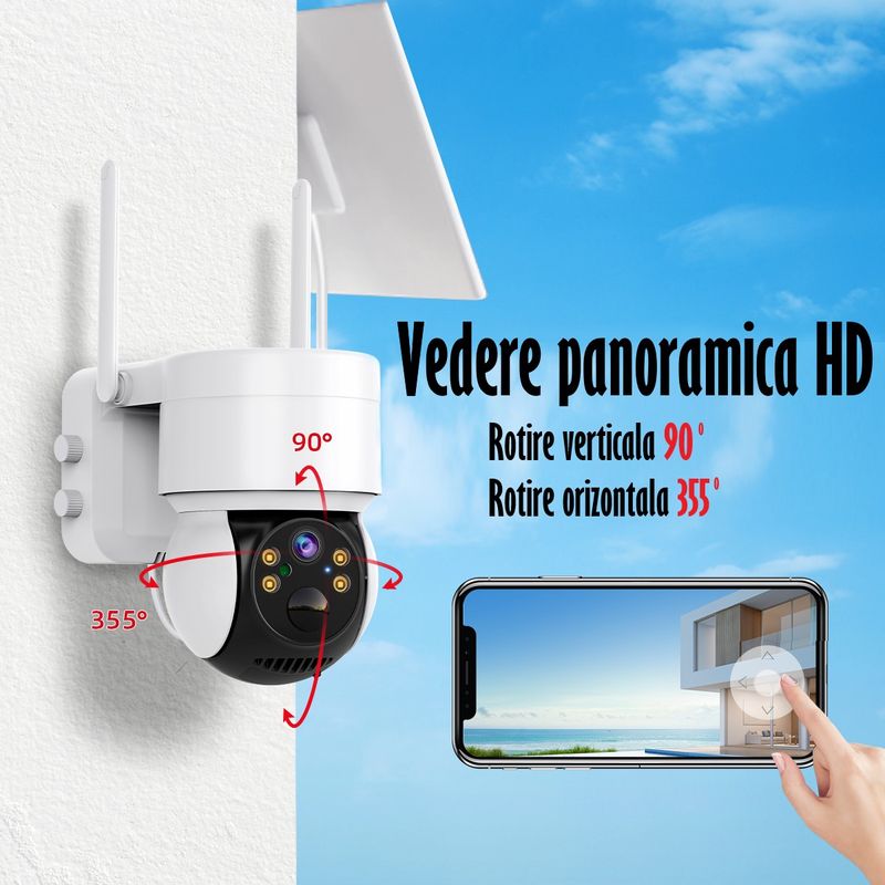 Casa si Gradina - Electrice - Smart Home - Camere de supraveghere - Camera de Supraveghere Video REVOSE™ 5MP 2560x1920, Aplicatie Dedicata, Intelligent Tracking, PTZ,Lan, AP hotspot,Solara - Infinity.ro
