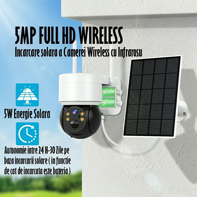 Casa si Gradina - Electrice - Smart Home - Camere de supraveghere - Camera de Supraveghere Video REVOSE™ 5MP 2560x1920, Aplicatie Dedicata, Intelligent Tracking, PTZ,Lan, AP hotspot,Solara - Infinity.ro
