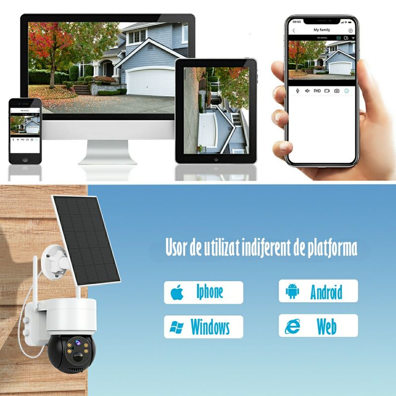 Casa si Gradina - Electrice - Smart Home - Camere de supraveghere - Camera de Supraveghere Video REVOSE™ 5MP 2560x1920, Aplicatie Dedicata, Intelligent Tracking, PTZ,Lan, AP hotspot,Solara - Infinity.ro