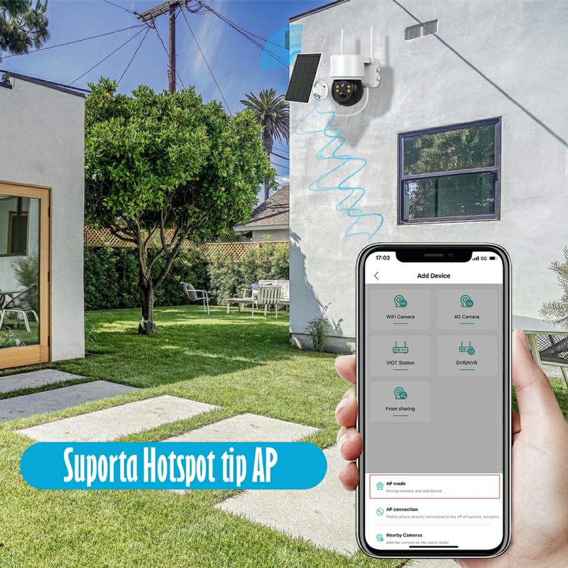 Casa si Gradina - Electrice - Smart Home - Camere de supraveghere - Camera de Supraveghere Video REVOSE™ 5MP 2560x1920, Aplicatie Dedicata, Intelligent Tracking, PTZ,Lan, AP hotspot,Solara - Infinity.ro