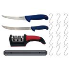 Casa si Gradina - Bucatarie si vesela - Vesela si tacamuri - Cutite si seturi de cutite - Set de macelarie IdeallStore®, filetat, cutitul bucatarului, ascutitoare, suport magnetic si 12 carlige - Infinity.ro