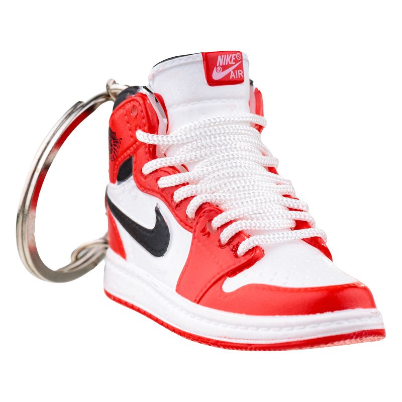 Fashion, accesorii si bijuterii - Femei - Accesorii femei - Alte accesorii femei - Breloc pentru chei, Nike Air Jordan, fabricat din cauciuc si pvc, realizat si pictat manual, Rosu-Alb - Infinity.ro