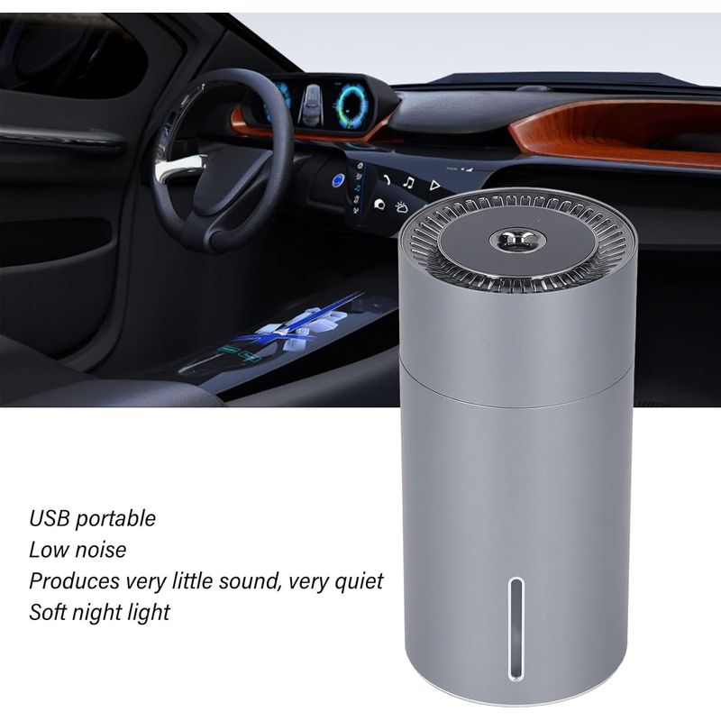 Casa si Gradina - Decoratiuni - Aromaterapie si lumanari - Difuzoare aromaterapie - Difuzor aromaterapie, Umidificator auto cu leduri, negru, portabil , rezervor 260ml, gri - Infinity.ro