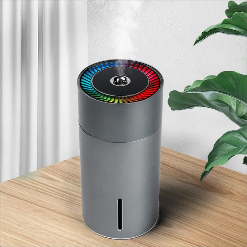 Casa si Gradina - Decoratiuni - Aromaterapie si lumanari - Difuzoare aromaterapie - Difuzor aromaterapie, Umidificator auto cu leduri, negru, portabil , rezervor 260ml, gri - Infinity.ro