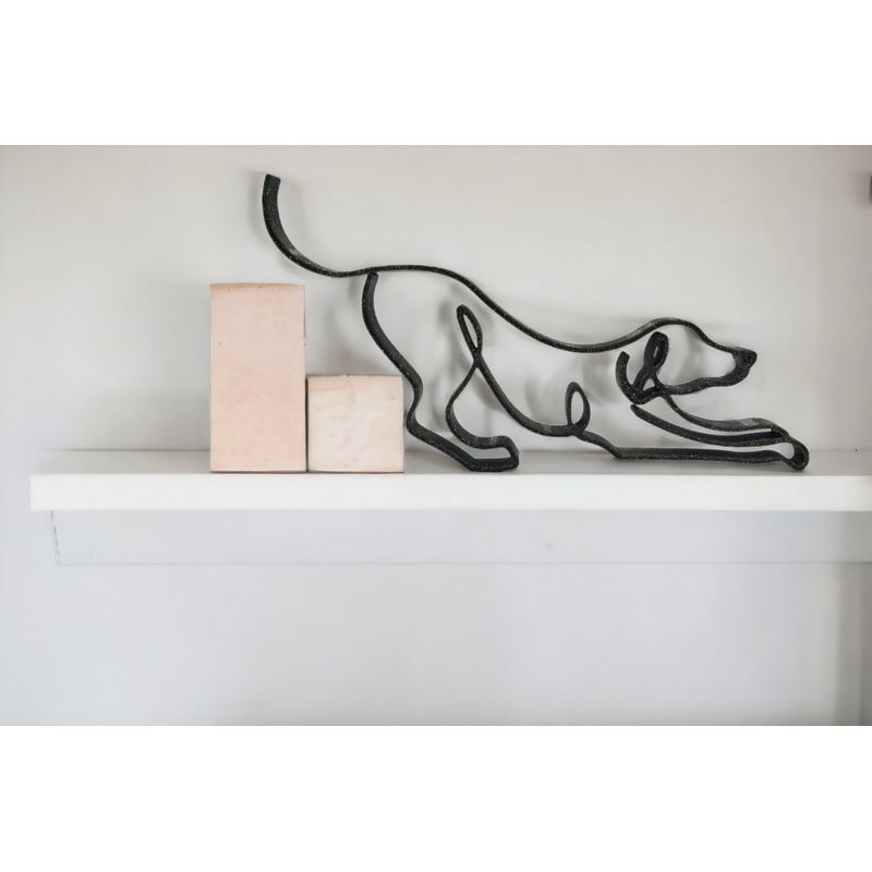 Casa si Gradina - Decoratiuni - Obiecte decorative - Accesorii decorative - Decoratiune moderna in forma de catel jucaus, pentru design interior, negru sparkle, single line, 150x100x15 mm - Infinity.ro