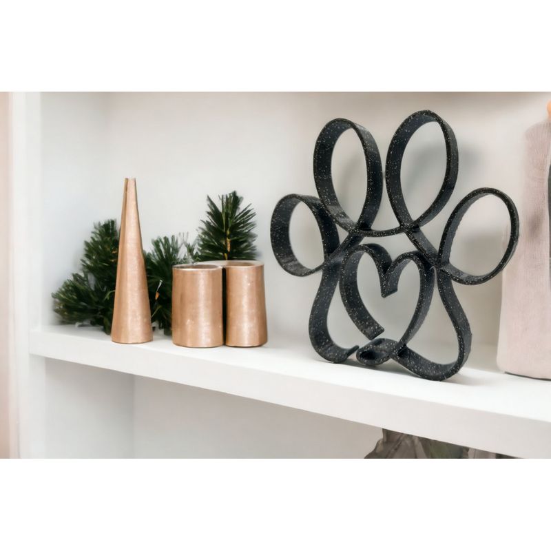 Casa si Gradina - Decoratiuni - Obiecte decorative - Accesorii decorative - Decoratiune in forma de labuta cu inimioara in mijloc, pentru decor modern, negru sparkle, single line, 150x140x15 mm - Infinity.ro