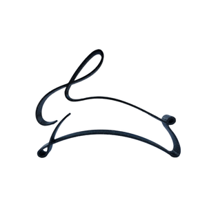 Iepuras minimalist pentru decor interior modern, negru sparkle, linie continua, 150x110x15 mm