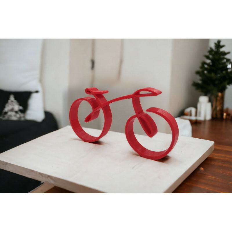 Casa si Gradina - Decoratiuni - Obiecte decorative - Accesorii decorative - Bicicleta minimalista pentru design interior, tehnica single line, rosu carmin, 150x80x15 mm - Infinity.ro