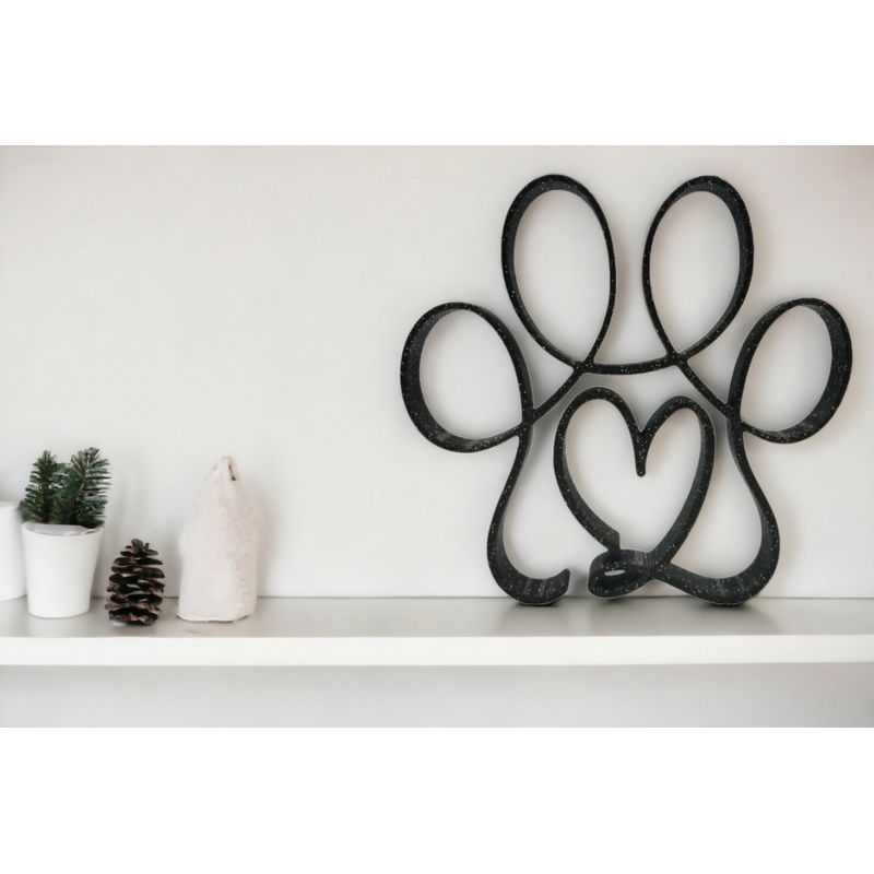 Casa si Gradina - Decoratiuni - Obiecte decorative - Accesorii decorative - Decoratiune in forma de labuta cu inimioara in mijloc, pentru decor modern, negru sparkle, single line, 150x140x15 mm - Infinity.ro