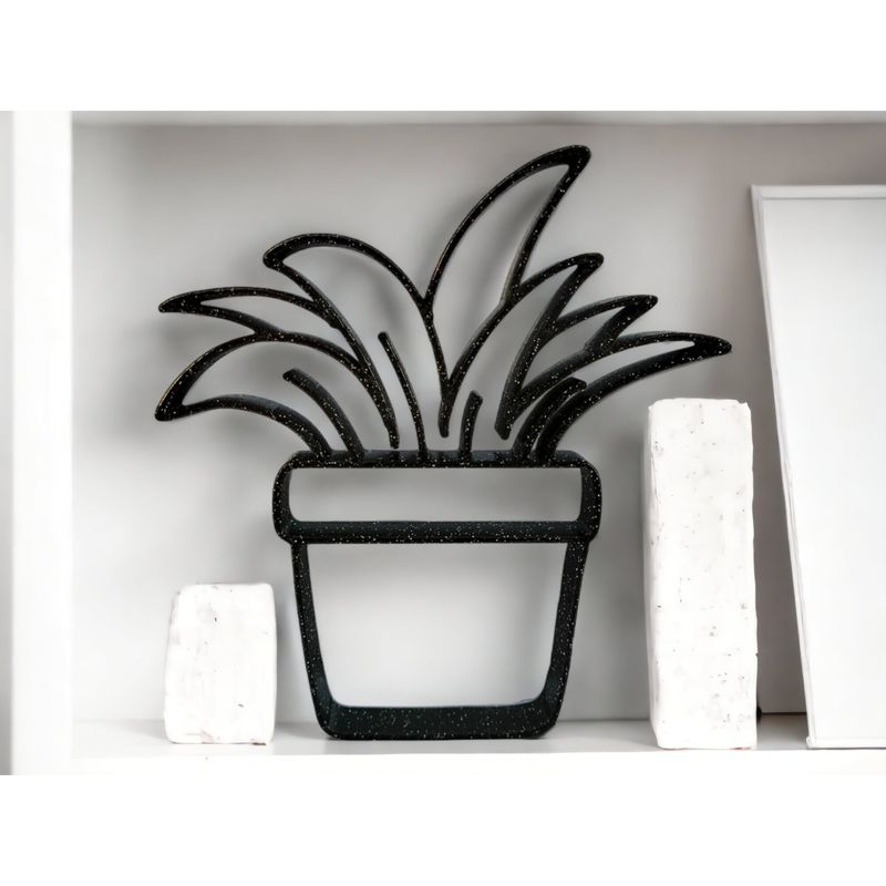 Casa si Gradina - Decoratiuni - Obiecte decorative - Accesorii decorative - Planta suculenta decorativa, pentru decor interior minimalist, negru sparkle, 140x150x15 mm - Infinity.ro