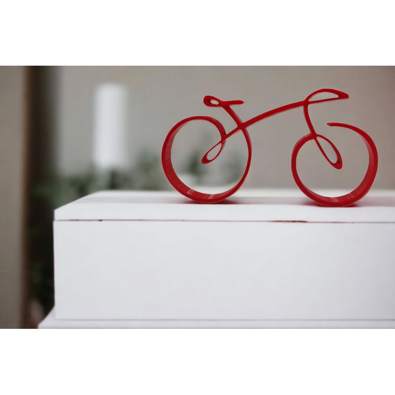Casa si Gradina - Decoratiuni - Obiecte decorative - Accesorii decorative - Bicicleta minimalista pentru design interior, tehnica single line, rosu carmin, 150x80x15 mm - Infinity.ro