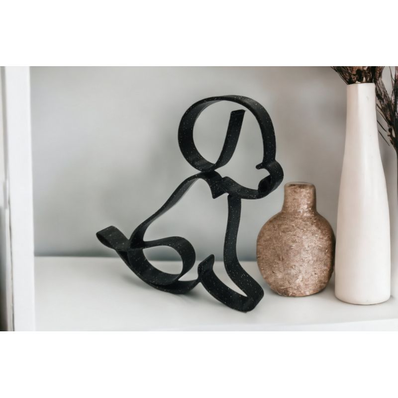 Casa si Gradina - Decoratiuni - Obiecte decorative - Accesorii decorative - Decoratiune pui de catel, pentru decor modern, negru sparkle, design interior, 100x98x15 mm - Infinity.ro