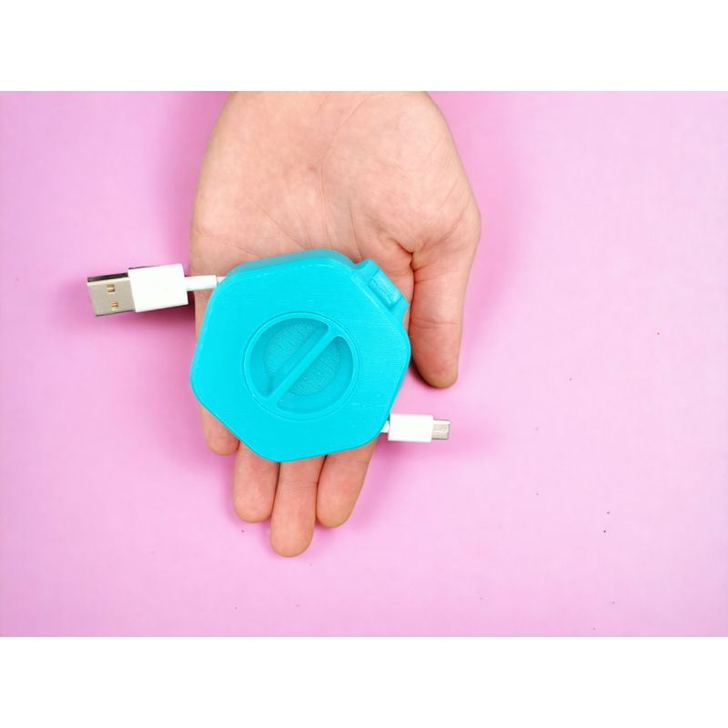 PC, gaming si accesorii - Retelistica - Cabluri si accesorii - Organizator portabil pentru cabluri USB, material biodegradabil, greutate redusa, culoare bleu, 76x76x25 mm - Infinity.ro