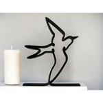 Casa si Gradina - Decoratiuni - Obiecte decorative - Accesorii decorative - Randunica minimalista pentru raft sau birou, pentru decor modern, negru sparkle, linie continua, 150x120x15 mm - Infinity.ro