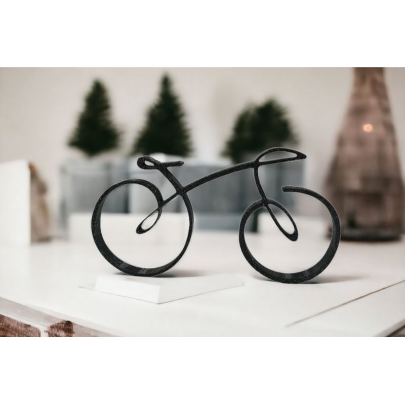 Casa si Gradina - Decoratiuni - Obiecte decorative - Accesorii decorative - Mini bicicleta pentru design interior, tehnica single line, negru glitter, 150x80x15 mm - Infinity.ro