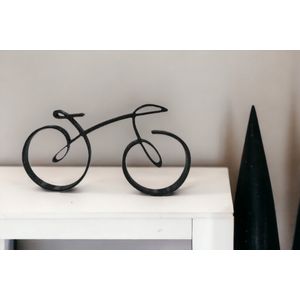 Mini bicicleta pentru design interior, tehnica single line, negru glitter, 150x80x15 mm
