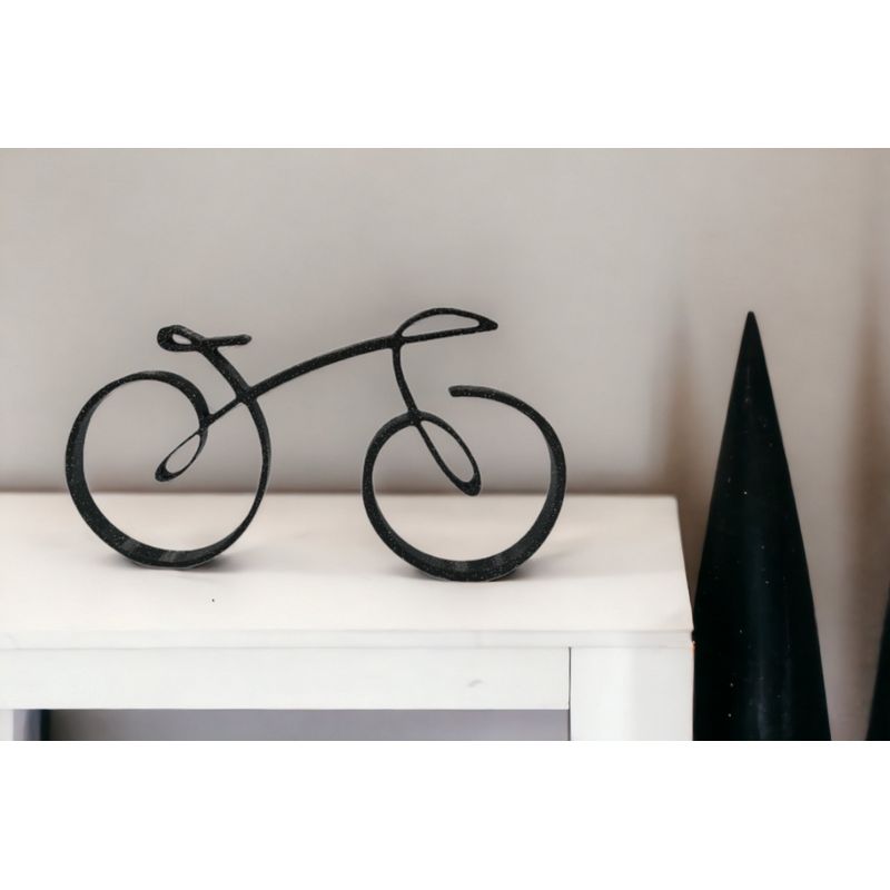 Casa si Gradina - Decoratiuni - Obiecte decorative - Accesorii decorative - Mini bicicleta pentru design interior, tehnica single line, negru glitter, 150x80x15 mm - Infinity.ro