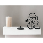 Casa si Gradina - Decoratiuni - Obiecte decorative - Accesorii decorative - Sculptura abstracta cu forma de chip de femeie, pentru design interior, negru sparkle, linie continua, 150x130x15 mm - Infinity.ro