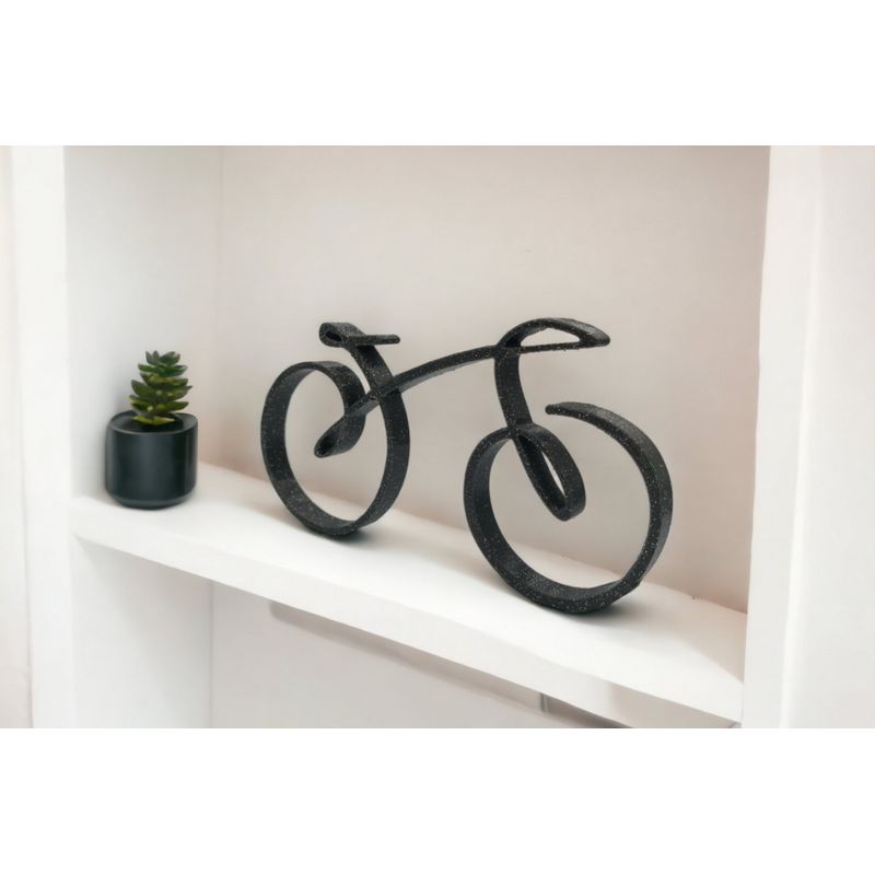 Casa si Gradina - Decoratiuni - Obiecte decorative - Accesorii decorative - Mini bicicleta pentru design interior, tehnica single line, negru glitter, 150x80x15 mm - Infinity.ro