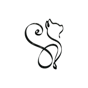 Decoratiune moderna cu forma de pisica, pentru design interior, negru sparkle, single line, 150x100x15 mm