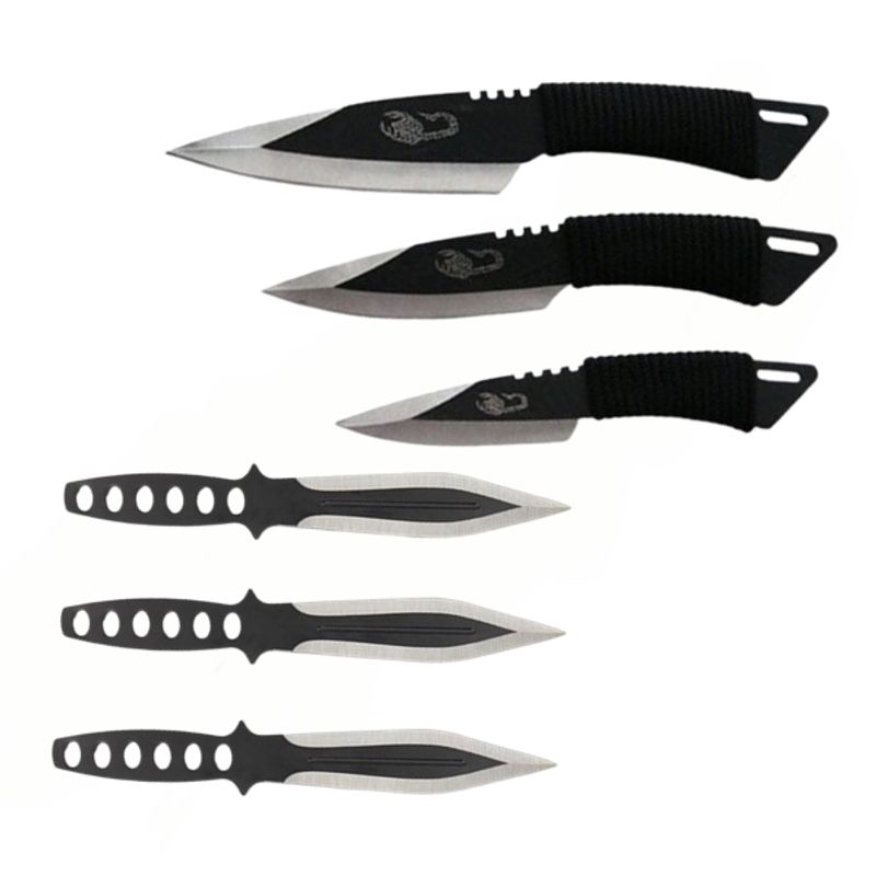 Casa si Gradina - Bucatarie si vesela - Vesela si tacamuri - Cutite si seturi de cutite - Set 3 cutite de aruncat IdeallStore®, 22.5 cm si 3 cutite de aruncat, 24.5 cm , husa inclusa - Infinity.ro