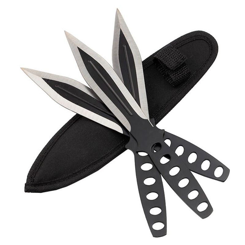 Casa si Gradina - Bucatarie si vesela - Vesela si tacamuri - Cutite si seturi de cutite - Set 3 cutite de aruncat Ballistic Blades si trei cutite de aruncat, Black Fury, IdeallStore®, otel inoxidabil - Infinity.ro