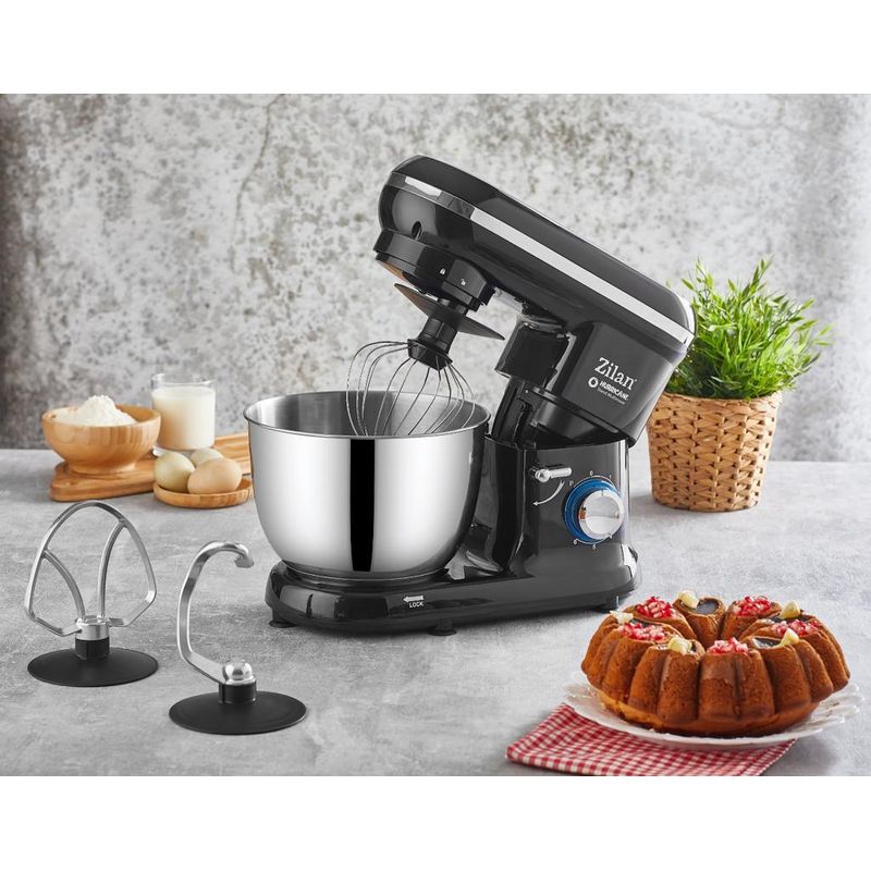 Electronice si Electrocasnice - Electrocasnice bucatarie - Mixere, tocatoare & roboti de bucatarie - Mixere - Mixer cu bol din inox ZILAN ZLN-1215, 1000 W, Bol 4.5 L inox, 8 Viteze, Negru - Infinity.ro