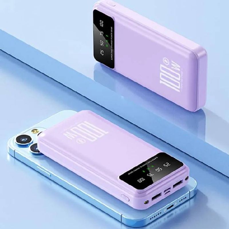 Laptop, Telefoane si Tablete - Telefoane mobile si accesorii - Accesorii Telefoane - Baterii externe - Baterie externa, 100W, Digital Display, Power Bank 12000mAh 20W, QuickCharge 3.0, Power Delivery USB, USB-C, mov - Infinity.ro