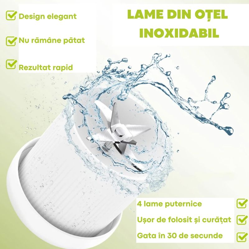 Electronice si Electrocasnice - Electrocasnice bucatarie - Mixere, tocatoare & roboti de bucatarie - Blendere si mini tocatoare - Mini Blender Electric Omega, Portabil/Compact, Multifunctional,Capacitate 420ml,  Putere 40w, Albastru - Infinity.ro