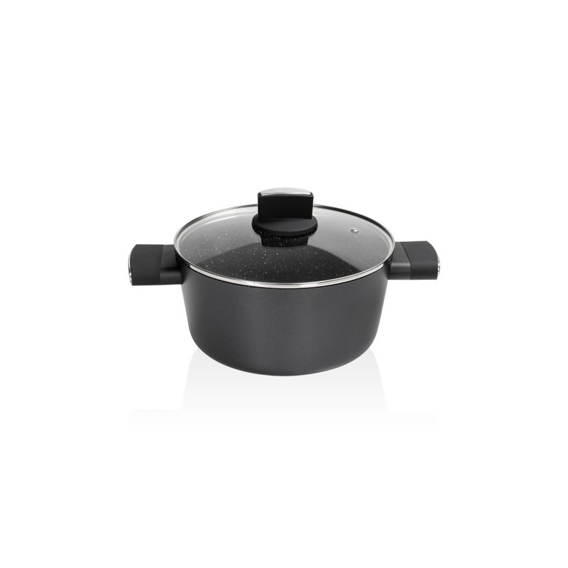 Casa si Gradina - Bucatarie si vesela - Vase pentru gatit - Oale si cratite - Cratita Zilan ZLN0843 Negru cu invelis din marmura, 5 straturi, 24 cm si manere fine la atingere, 4.6 L - Infinity.ro