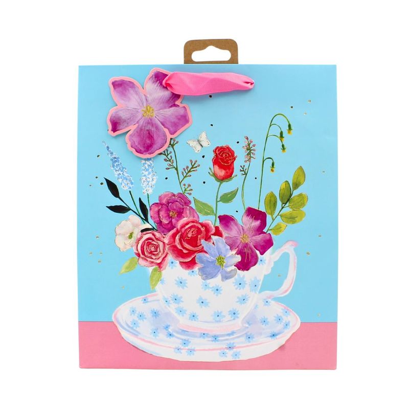 Market - Cadouri - Pungi cadou si accesorii - Punga cadou Clairefontaine M Floral Teacup - Infinity.ro