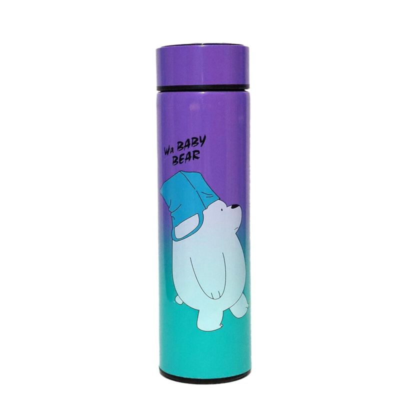 Casa si Gradina - Bucatarie si vesela - Accesorii bar - Termosuri si Cani termos - Termos smart cu pereti dublii din inox si afisaj LED, indicator temperatura C, Bare Bears,  violet, 500 ml - Infinity.ro