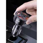 Auto si Moto - Electronice auto - Accesorii electronice auto - Incarcator auto cu 4 porturi USB,Cablu multifunctional Micro USB/Lightning/USB Type-C - 4 x 4 x 7 cm - Infinity.ro