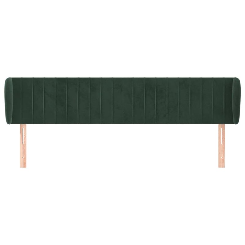 Casa si Gradina - Mobilier - Paturi si accesorii - Accesorii paturi - Tablie de pat cu aripioare verde inchis 183x23x78/88 cm catifea - Infinity.ro
