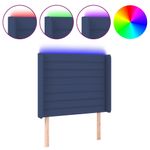 Casa si Gradina - Mobilier - Paturi si accesorii - Accesorii paturi - Tablie de pat cu LED, albastru, 93x16x118/128 cm, textil - Infinity.ro