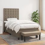 Casa si Gradina - Mobilier - Paturi si accesorii - Paturi - Pat box spring cu saltea, gri taupe, 100x200 cm, textil - Infinity.ro